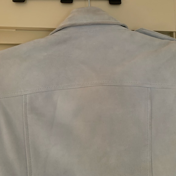 All Saints Suede Balfern Biker Jacket in Luna Blue - Picture 14 of 14